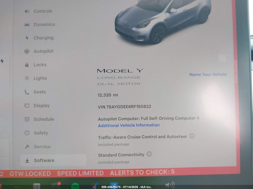 2024 Tesla Model y VIN 7SAYGDEE6RF150822 IAAI salvage auction — RIGHT SIDE, Salvage (Hawaii), sold $7,700 on 2026-07-28 (photo 7)