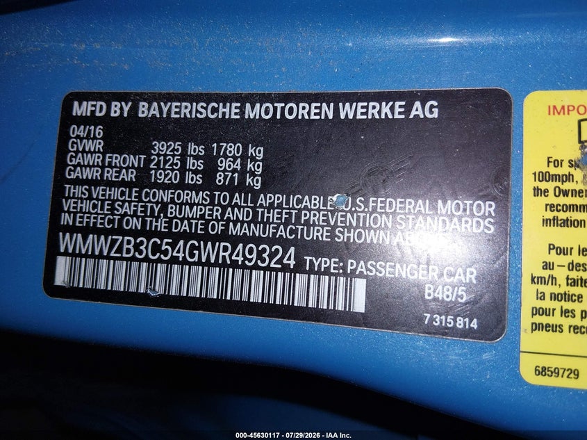 2016 Mini Countryman VIN WMWZB3C54GWR49324 IAAI salvage auction — ELECTRICAL, Clear (Massachusetts), sold $1,425 on 2026-08-05 (photo 9)