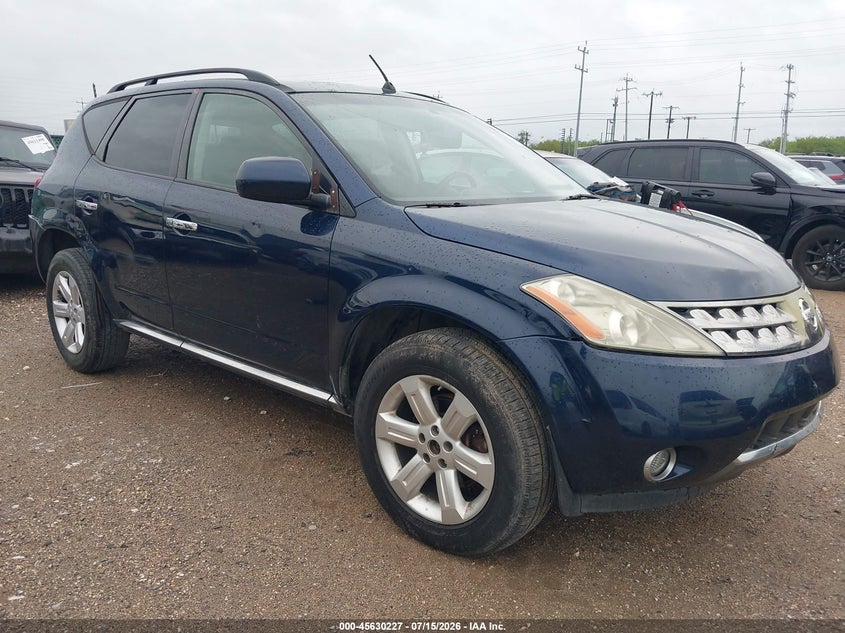 2007 Nissan Murano VIN JN8AZ08W27W634392 IAAI salvage auction — FRONT & REAR, Original (Texas), sold $350 on 2026-07-27 (photo 1)