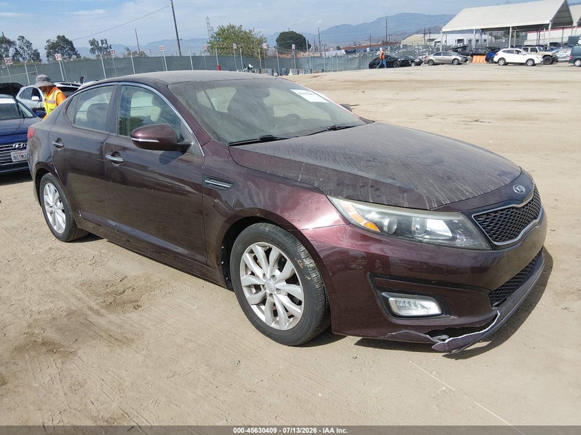 2014 Kia Optima VIN 5XXGN4A74EG333813 IAAI salvage auction — NORMAL WEAR, Clear (Louisiana), sold $325 on 2026-07-16 (photo 1)