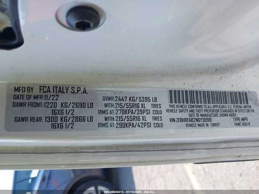 2022 Ram Promaster city VIN ZFBHRFAB2N6Y30918 IAAI salvage auction — LEFT SIDE, Enterprise Vehicles Clear Only (Oregon), sold $9,025 on 2026-07-29 (photo 9)