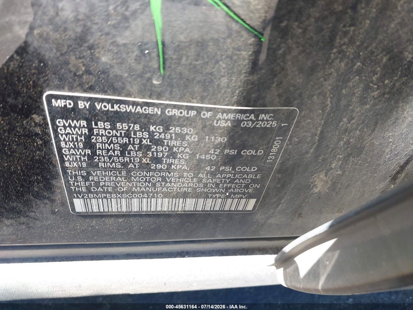 2025 Volkswagen Id.4 VIN 1V2BMPE8XSC004710 IAAI salvage auction — LEFT SIDE, Salvage (California), sold $13,500 on 2026-09-03 (photo 9)