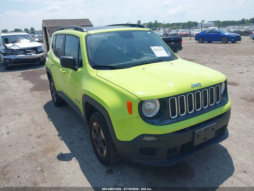 2017 Jeep Renegade VIN ZACCJBAB3HPF91808 IAAI salvage auction — NORMAL WEAR, Wait Title, sold $1,250 on 2026-08-12 (photo 1)