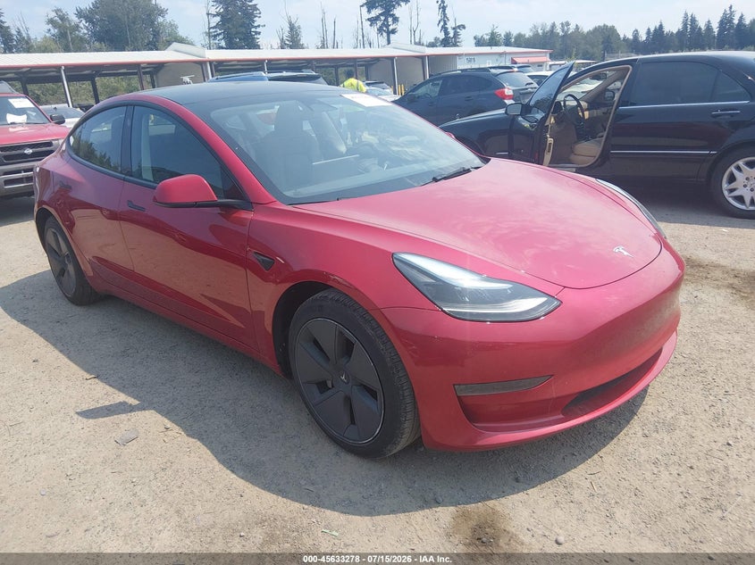 2023 Tesla Model 3 VIN 5YJ3E1EA8PF475283 IAAI salvage auction — RIGHT FRONT, Bill Of Sale (Washington), sold $3,150 on 2026-07-30 (photo 1)