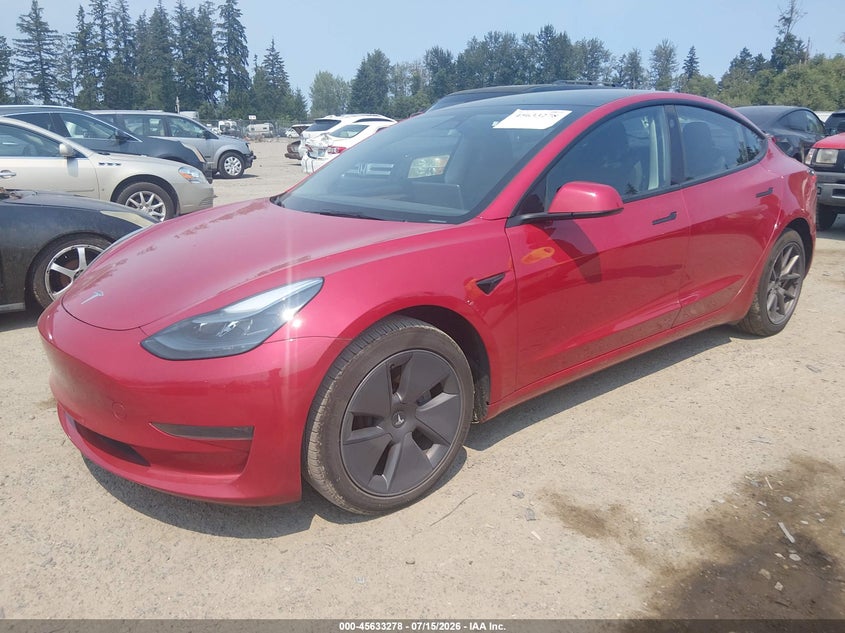 2023 Tesla Model 3 VIN 5YJ3E1EA8PF475283 IAAI salvage auction — RIGHT FRONT, Bill Of Sale (Washington), sold $3,150 on 2026-07-30 (photo 2)