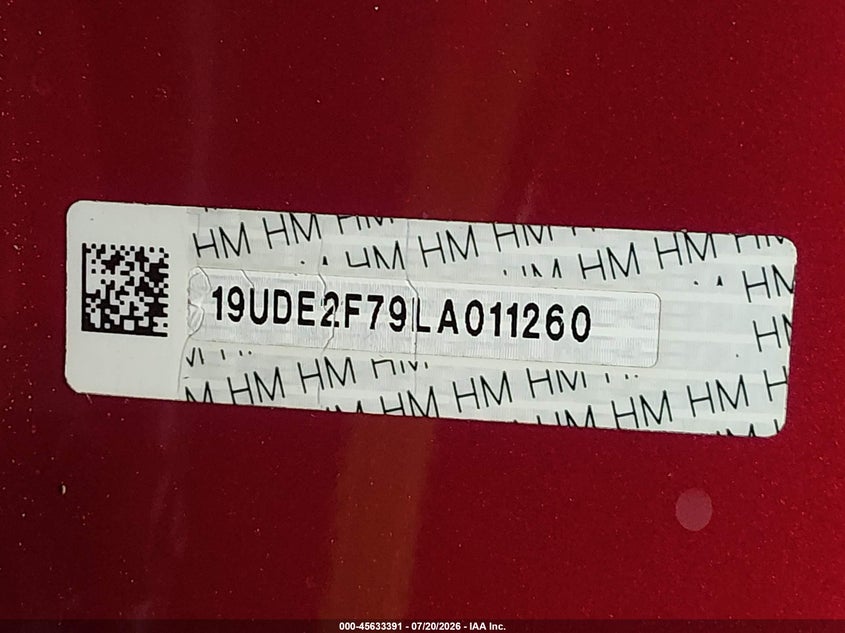 2020 Acura Ilx VIN 19UDE2F79LA011260 IAAI salvage auction — SIDE, Salvage (Arizona), sold $5,300 on 2026-08-01 (photo 9)