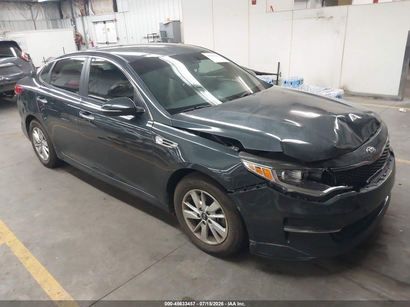 2016 Kia Optima VIN 5XXGT4L33GG078588 IAAI salvage auction — FRONT END, Salvage Title, sold $1,350 on 2026-07-28 (photo 1)
