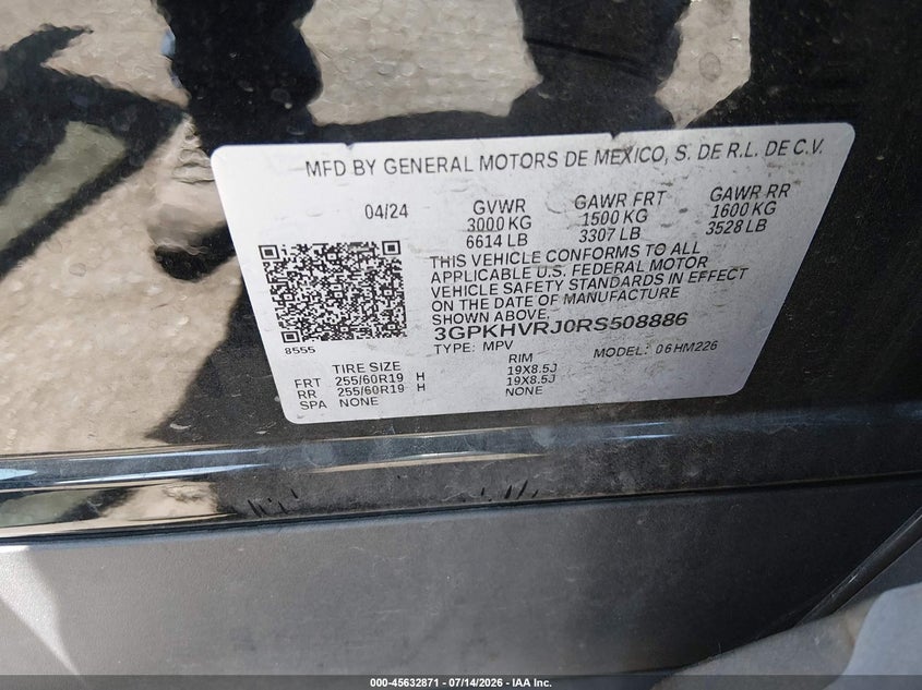 2024 Honda Prologue VIN 3GPKHVRJ0RS508886 IAAI salvage auction — FRONT END, Wait Title, sold $8,675 on 2026-08-28 (photo 9)