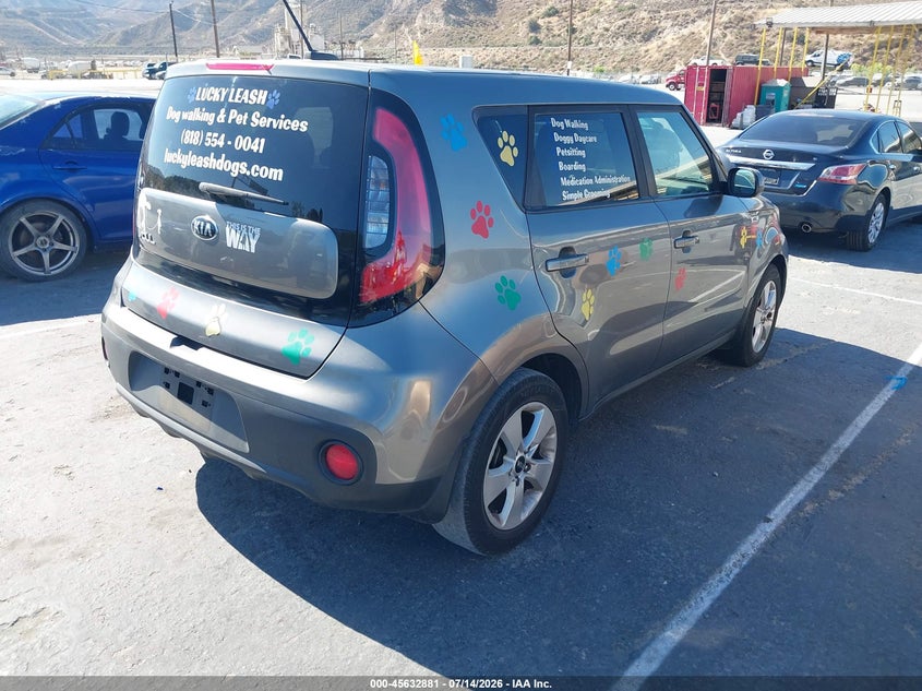 2017 Kia Soul VIN KNDJN2A24H7496649 IAAI salvage auction — NORMAL WEAR, Clear - Dealer Only (California), sold $400 on 2026-07-29 (photo 4)