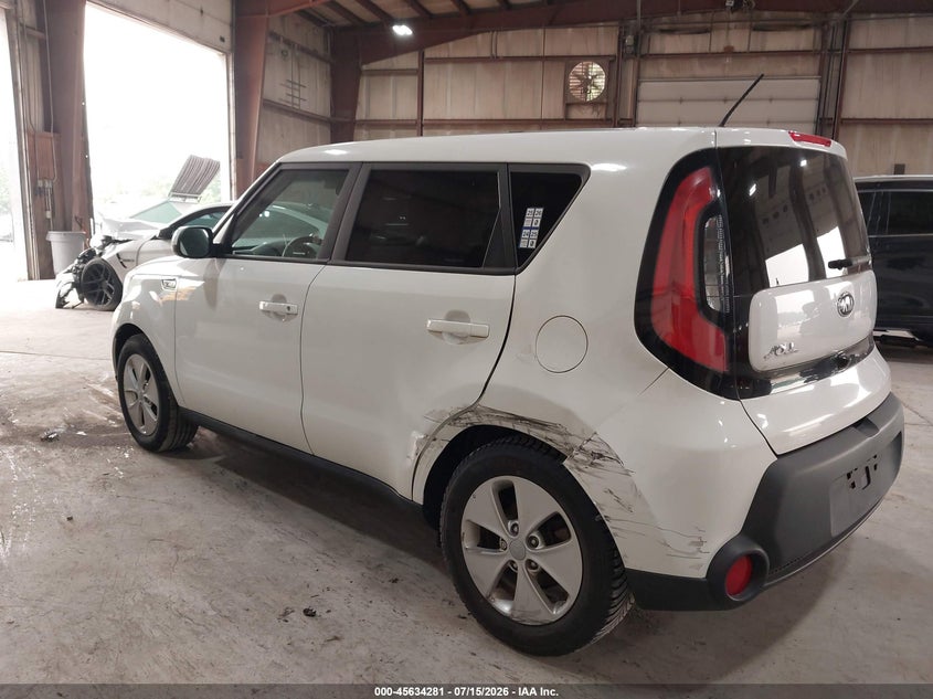 2016 Kia Soul VIN KNDJN2A22G7370286 IAAI salvage auction — LEFT REAR, Salvage Title, sold $1,050 on 2026-07-22 (photo 3)