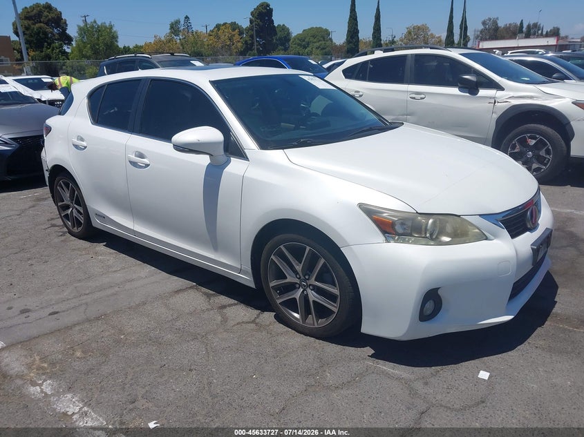 2012 Lexus Ct VIN JTHKD5BH5C2116296 IAAI salvage auction — REAR END, Salvage Title, sold $125 on 2026-07-29 (photo 1)