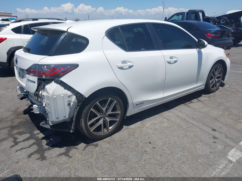 2012 Lexus Ct VIN JTHKD5BH5C2116296 IAAI salvage auction — REAR END, Salvage Title, sold $125 on 2026-07-29 (photo 4)
