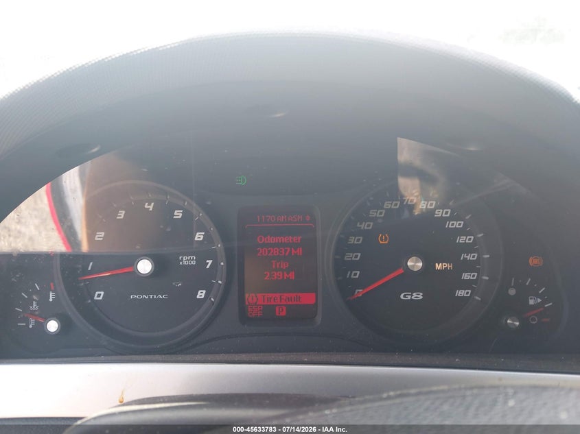 2008 Pontiac G8 VIN 6G2ER57798L144403 IAAI salvage auction — LEFT FRONT, Clear (Florida), sold $1,075 on 2026-07-30 (photo 7)