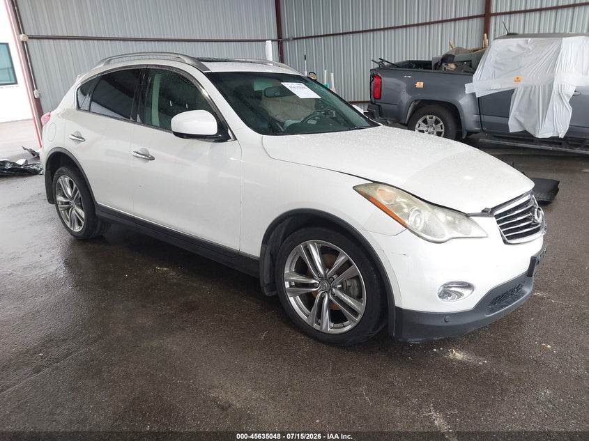 2012 Infiniti Ex VIN JN1AJ0HR1CM450681 IAAI salvage auction — FRONT & REAR, Salvage (Texas), sold $250 on 2026-08-22 (photo 1)