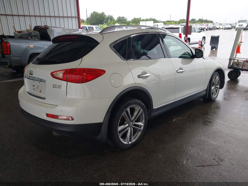 2012 Infiniti Ex VIN JN1AJ0HR1CM450681 IAAI salvage auction — FRONT & REAR, Salvage (Texas), sold $250 on 2026-08-22 (photo 4)