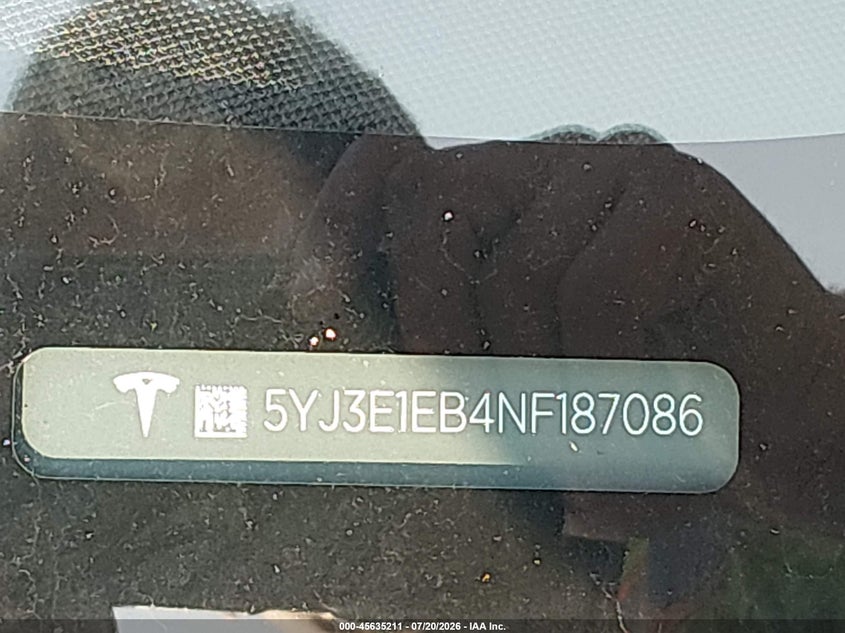 2022 Tesla Model 3 VIN 5YJ3E1EB4NF187086 IAAI salvage auction — REAR END, Salvage (Ohio), sold $7,200 on 2026-08-01 (photo 9)