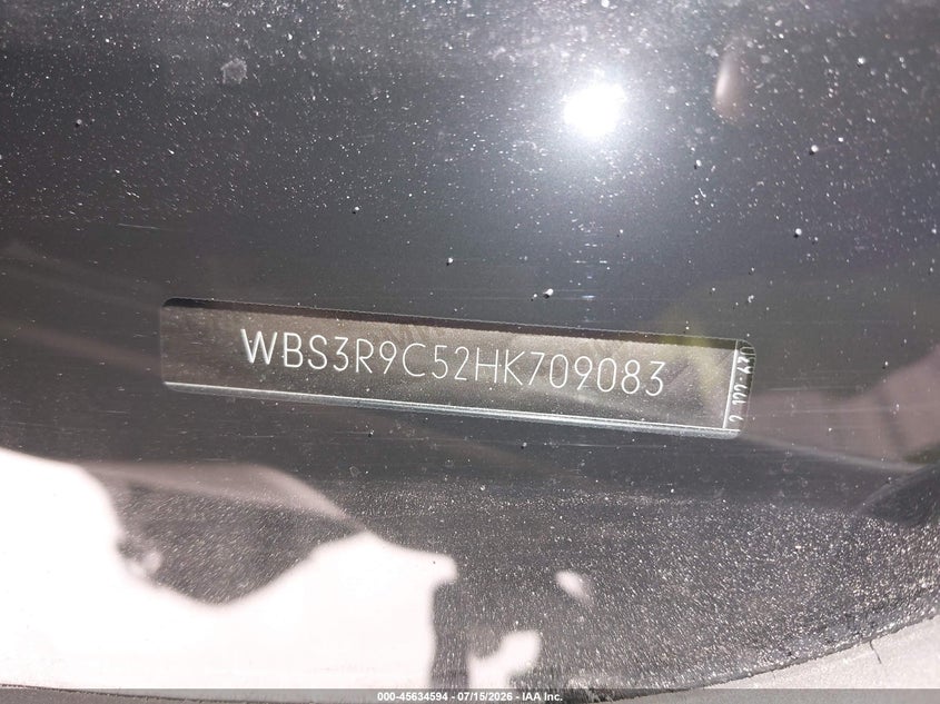2017 BMW M4 VIN WBS3R9C52HK709083 IAAI salvage auction — FRONT & REAR, Salvage Title, sold $7,600 on 2026-07-29 (photo 9)