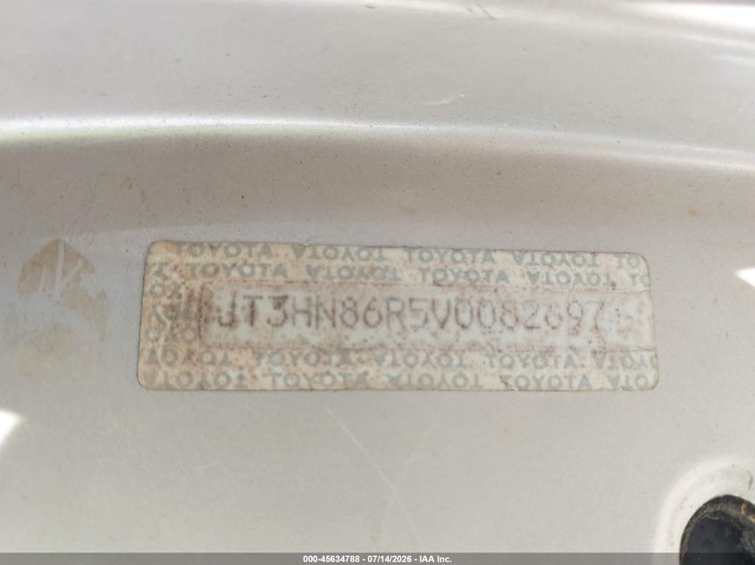 1997 Toyota 4runner VIN JT3HN86R5V0082697 IAAI salvage auction — REAR END, Clear (Virginia), sold $875 on 2026-07-24 (photo 9)