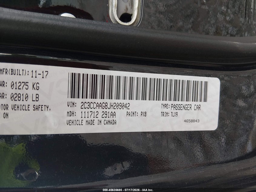 2018 Chrysler 300 VIN 2C3CCAAG8JH209042 IAAI salvage auction — REAR END, Salvage Title, sold $2,350 on 2026-08-21 (photo 9)