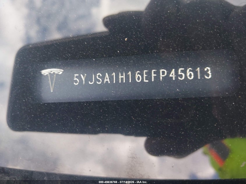 2014 Tesla Model s VIN 5YJSA1H16EFP45613 IAAI salvage auction — NORMAL WEAR, Salvage Title, sold $1,850 on 2026-07-29 (photo 9)