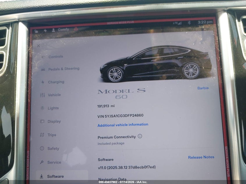 2013 Tesla Model s VIN 5YJSA1CG3DFP24860 IAAI salvage auction — NORMAL WEAR, Salvage Title, sold $1,975 on 2026-07-30 (photo 7)