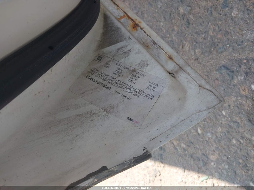 1999 Oldsmobile Intrigue VIN 1G3WX52H9XF355682 IAAI salvage auction — NORMAL WEAR, Clear (Wyoming), sold $25 on 2026-07-28 (photo 9)