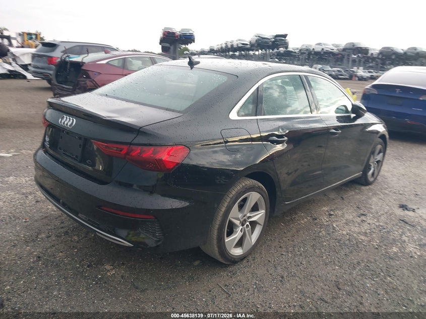 2023 Audi A3 VIN WAUAUDGY8PA107570 IAAI salvage auction — STORM DAMAGE, Wait Title, sold $7,600 on 2026-09-01 (photo 4)