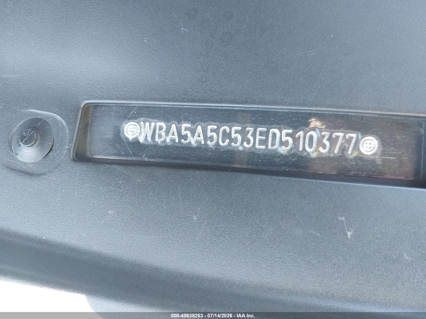 2014 BMW 5 series VIN WBA5A5C53ED510377 IAAI salvage auction — NORMAL WEAR, Clear - Dealer Only (California), sold $600 on 2026-07-29 (photo 9)