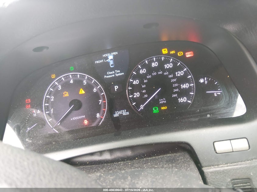 2007 Lexus Ls 460 VIN JTHBL46F675041974 IAAI salvage auction — NORMAL WEAR, Clear (Tennessee), sold $700 on 2026-07-30 (photo 7)