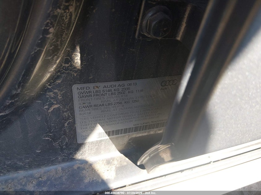 2014 Audi Allroad VIN WA1UFAFL7EA006834 IAAI salvage auction — NORMAL WEAR, Clear (Colorado), sold $25 on 2026-07-28 (photo 9)