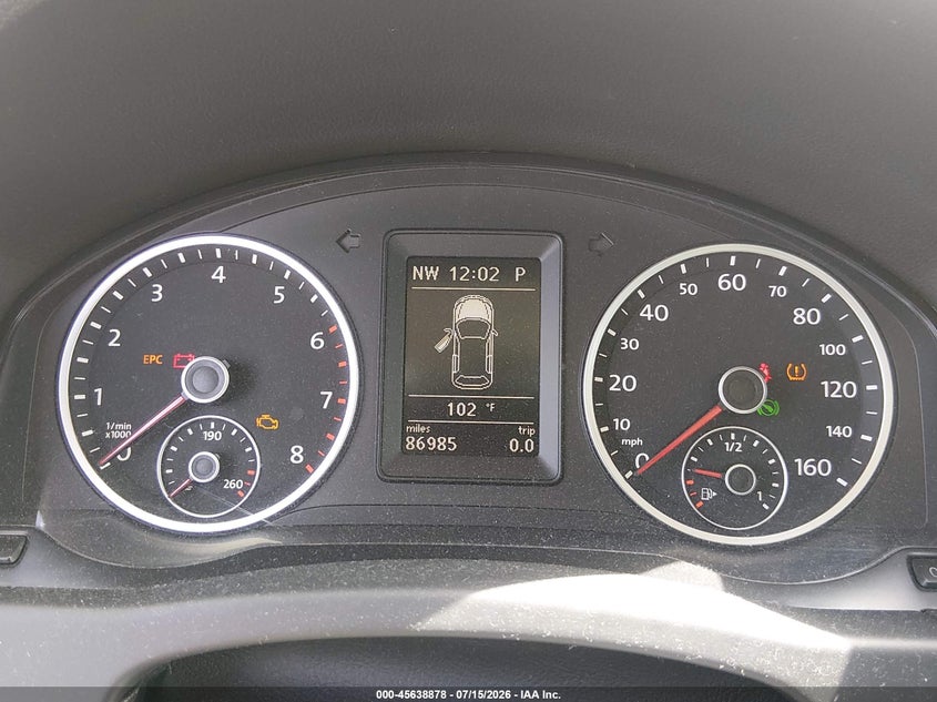 2012 Volkswagen Tiguan VIN WVGAV7AX4CW001546 IAAI salvage auction — NORMAL WEAR, Clear - Dealer Only (California), sold $800 on 2026-07-29 (photo 7)