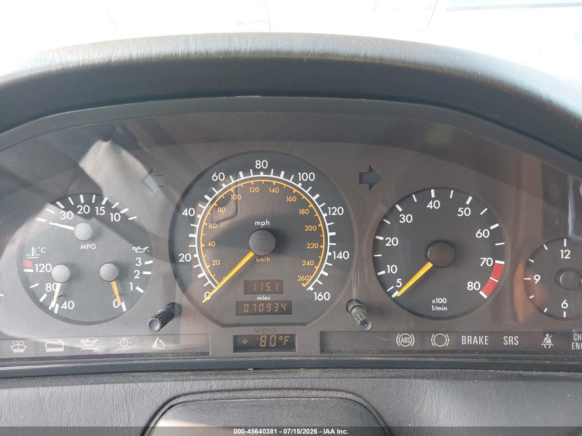 1991 Mercedes-benz 300 VIN WDBFA61E5MF019939 IAAI salvage auction — NORMAL WEAR, Clear (Indiana), sold $3,200 on 2026-07-24 (photo 7)