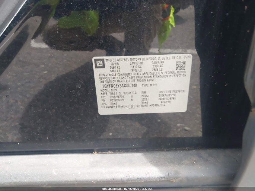 2010 Cadillac Srx VIN 3GYFNCEY3AS640140 IAAI salvage auction — NORMAL WEAR, Clear (Florida), sold $700 on 2026-09-22 (photo 9)