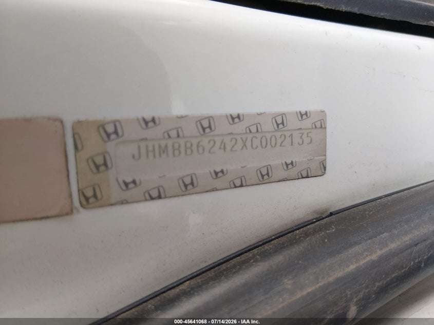 1999 Honda Prelude VIN JHMBB6245XC010357 IAAI salvage auction — NORMAL WEAR, Regular (Nevada), sold $25 on 2026-07-24 (photo 9)