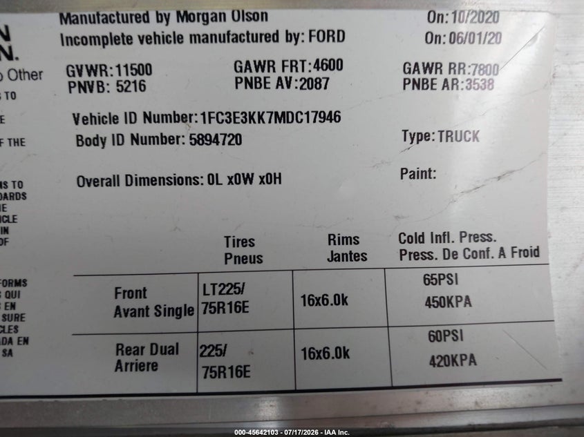 2021 Ford E-350 VIN 1FC3E3KK7MDC17946 IAAI salvage auction — REAR END, SF97 (California), sold $15,000 on 2026-08-25 (photo 9)