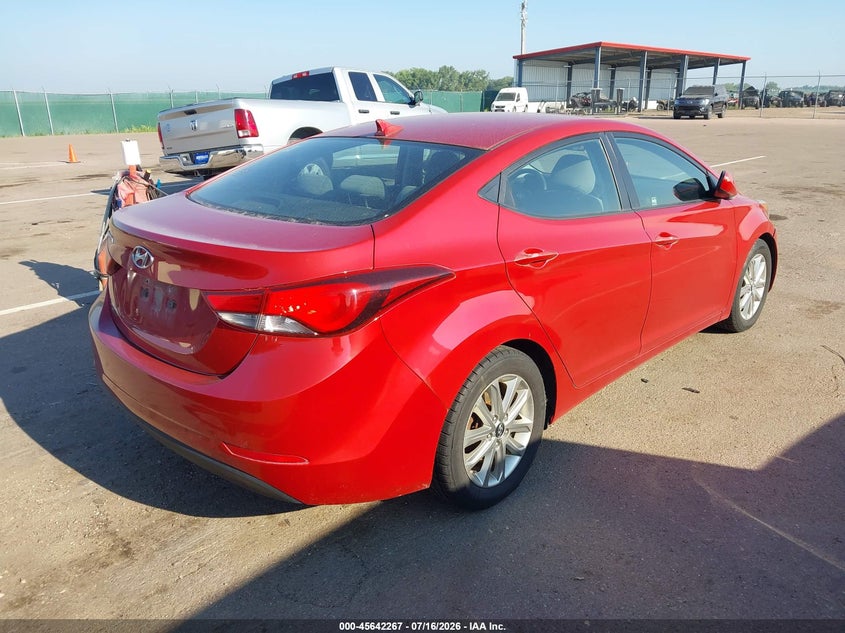 2014 Hyundai Elantra VIN KMHDH4AE1EU190382 IAAI salvage auction — NORMAL WEAR, Regular Certificate (Iowa), sold $625 on 2026-07-28 (photo 4)