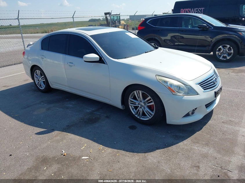 2013 Infiniti G VIN JN1CV6AR4DM353907 IAAI salvage auction — LEFT SIDE, Certificate Of Title (Nebraska), sold $1,000 on 2026-08-24 (photo 1)