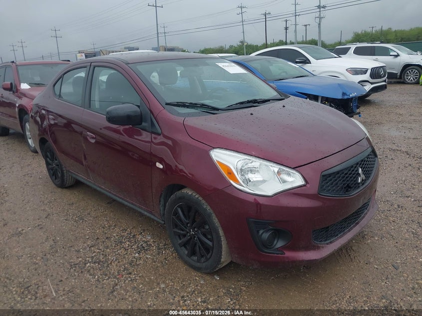 2020 Mitsubishi Mirage VIN ML32F4FJ3LHF09445 IAAI salvage auction — SIDE, Original (Texas), sold $1,800 on 2026-07-29 (photo 1)