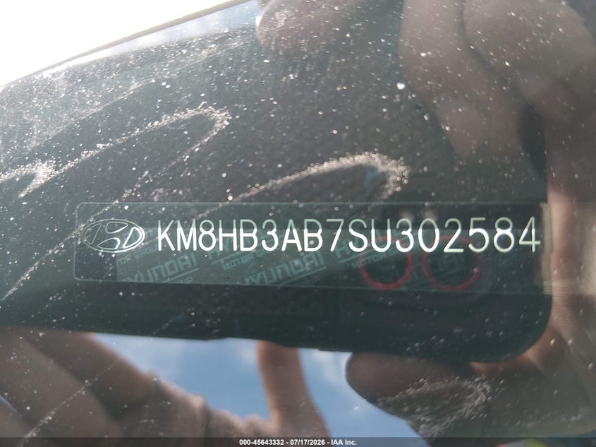 2025 Hyundai Kona VIN KM8HB3AB7SU302584 IAAI salvage auction — HAIL, Enterprise Vehicles Clear Only (Utah), sold $11,575 on 2026-07-23 (photo 9)