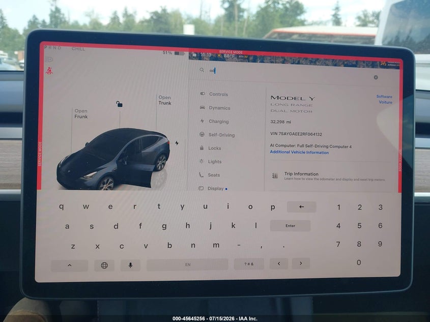 2024 Tesla Model y VIN 7SAYGAEE2RF064132 IAAI salvage auction — LEFT REAR, Bill Of Sale (Washington), sold $16,700 on 2026-07-30 (photo 7)