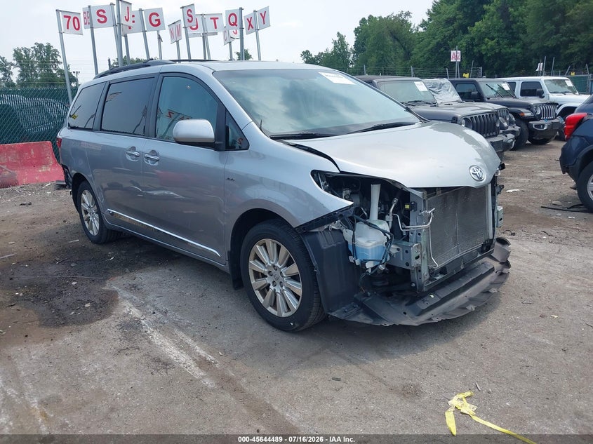 2017 Toyota Sienna VIN 5TDDZ3DC0HS165780 IAAI salvage auction — FRONT END, Salvage - Greater Than 75% (Maryland), sold $4,050 on 2026-08-02 (photo 1)