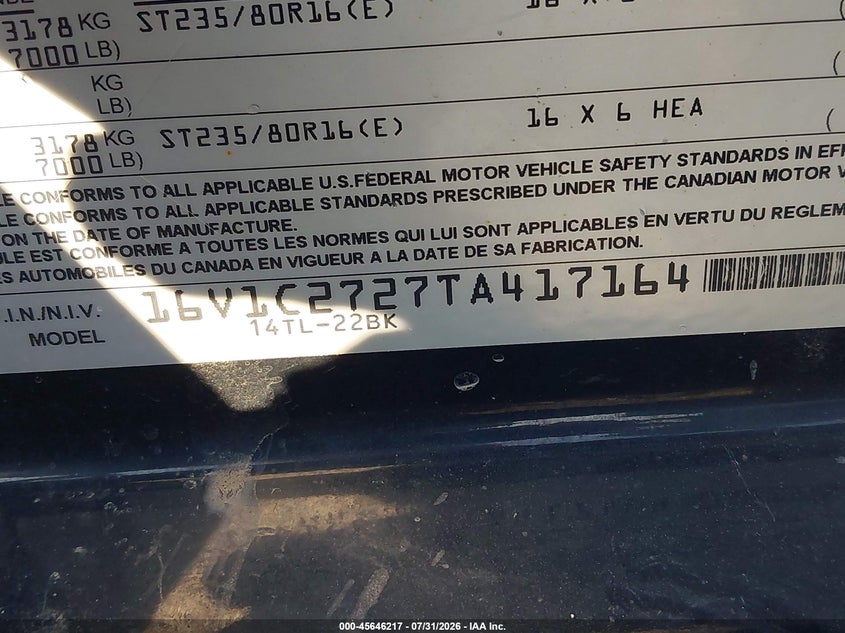 2026 Big tex trailer co inc Unknown VIN 16V1C2727TA417164 IAAI salvage auction — REAR END, Scrap (Michigan), sold $1,550 on 2026-09-15 (photo 9)