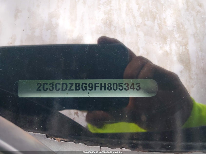 2015 Dodge Challenger VIN 2C3CDZBG9FH805343 IAAI salvage auction — NORMAL WEAR, Salvage Title, sold $575 on 2026-07-24 (photo 9)