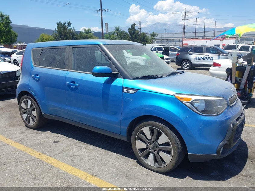 2016 Kia Soul VIN KNDJP3A55G7368199 IAAI salvage auction — NORMAL WEAR, Clear - Dealer Only (California), sold $375 on 2026-07-28 (photo 1)