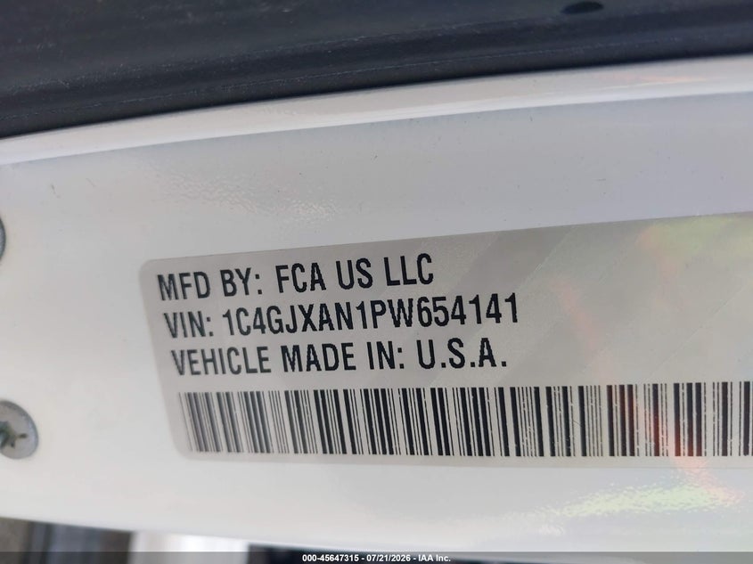 2023 Jeep Wrangler / VIN 1C4GJXAN1PW654141 IAAI salvage auction — ALL OVER, Salvage (Pennsylvania), sold $6,400 on 2026-07-25 (photo 9)