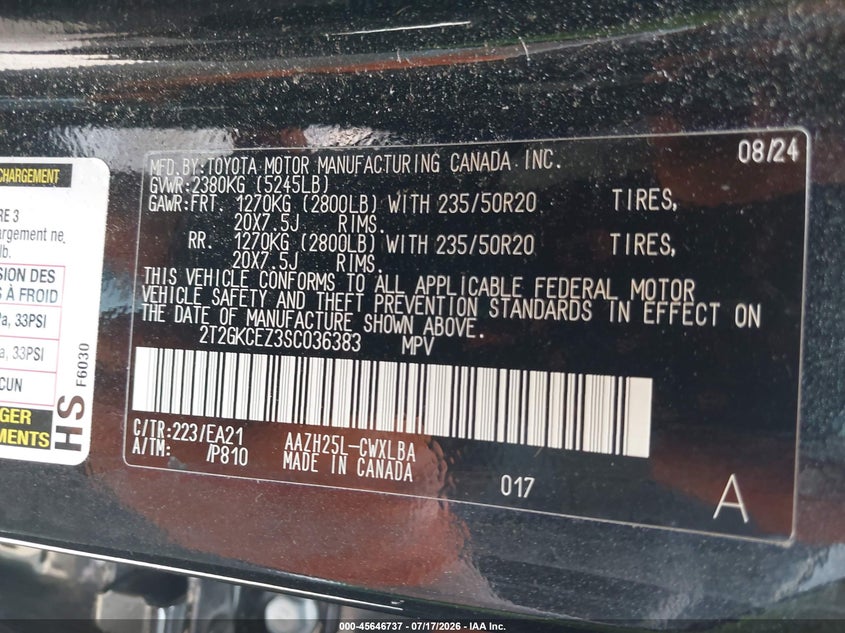 2025 Lexus Nx VIN 2T2GKCEZ3SC036383 IAAI salvage auction — LEFT FRONT, Salvage (Pennsylvania), sold $12,050 on 2026-08-27 (photo 9)