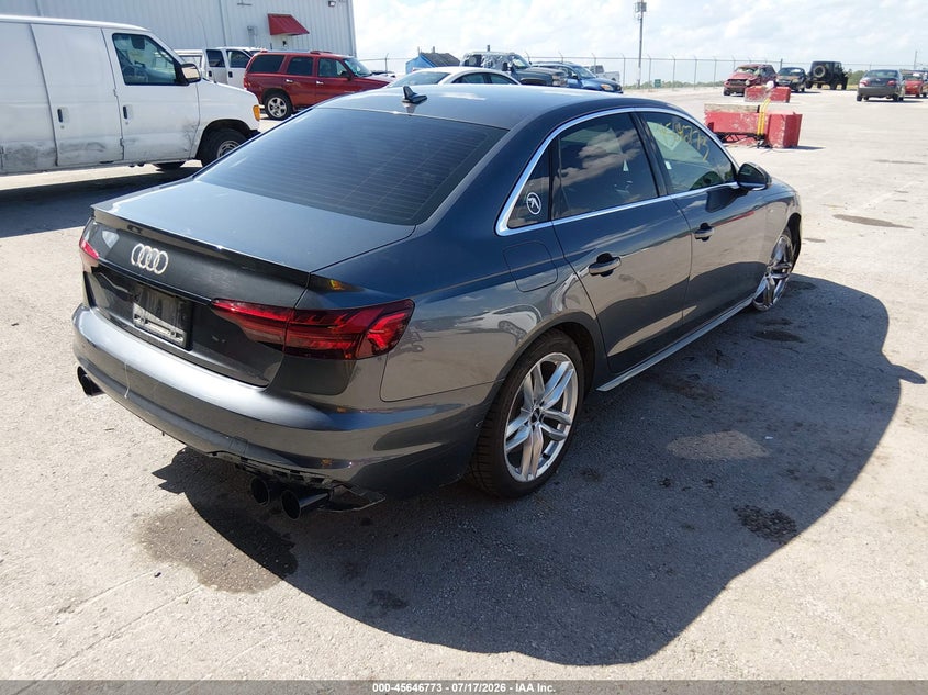 2020 Audi A4 VIN WAUDNAF43LN012182 IAAI salvage auction — RIGHT FRONT, Salvage Title, sold $7,350 on 2026-09-03 (photo 4)
