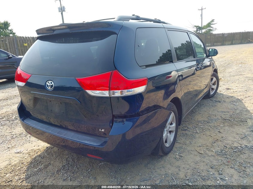 2012 Toyota Sienna VIN 5TDKK3DC9CS239198 IAAI salvage auction — NORMAL WEAR, Clear (Virginia), sold $275 on 2026-07-27 (photo 4)