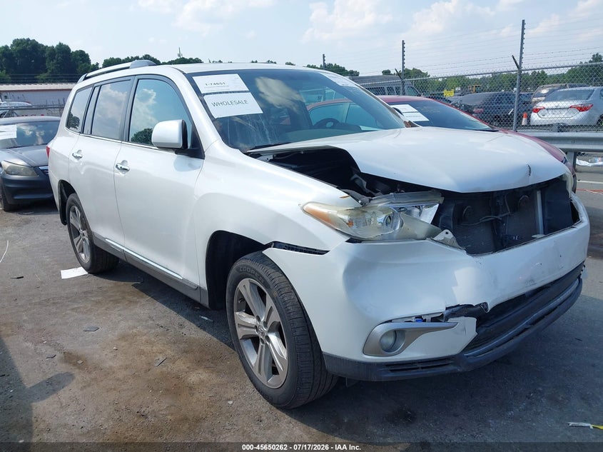 2013 Toyota Highlander VIN 5TDDK3EH6DS264189 IAAI salvage auction — FRONT END, Repossession Paperwork (North Carolina), sold $1,700 on 2026-07-29 (photo 1)