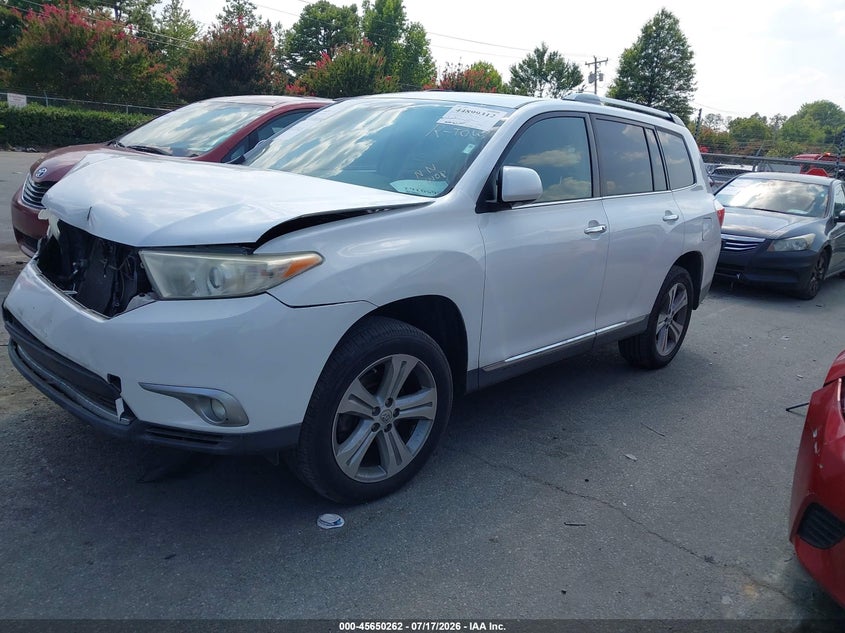 2013 Toyota Highlander VIN 5TDDK3EH6DS264189 IAAI salvage auction — FRONT END, Repossession Paperwork (North Carolina), sold $1,700 on 2026-07-29 (photo 2)